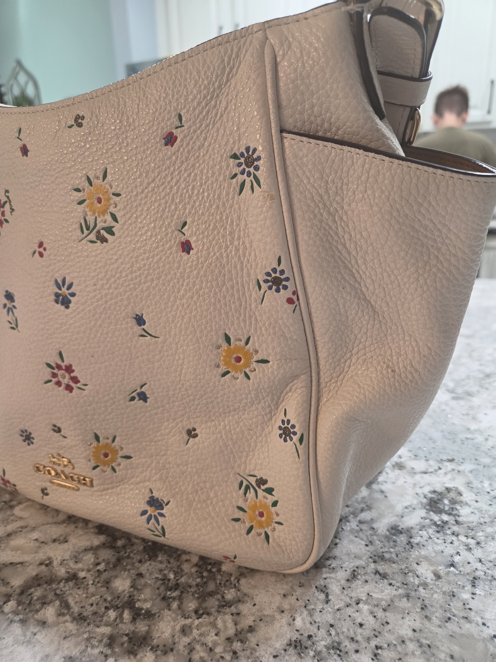 Coach Floral Print Cream Leather Shoulder Bag - Picture 8 of 16
